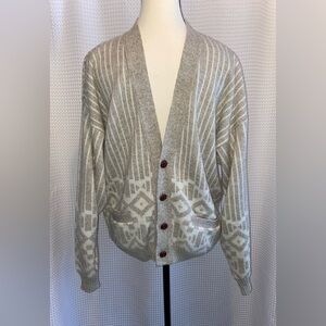 Mens VINTAGE Sears oatmeal and cream buttoned knitted cardigan size Medium